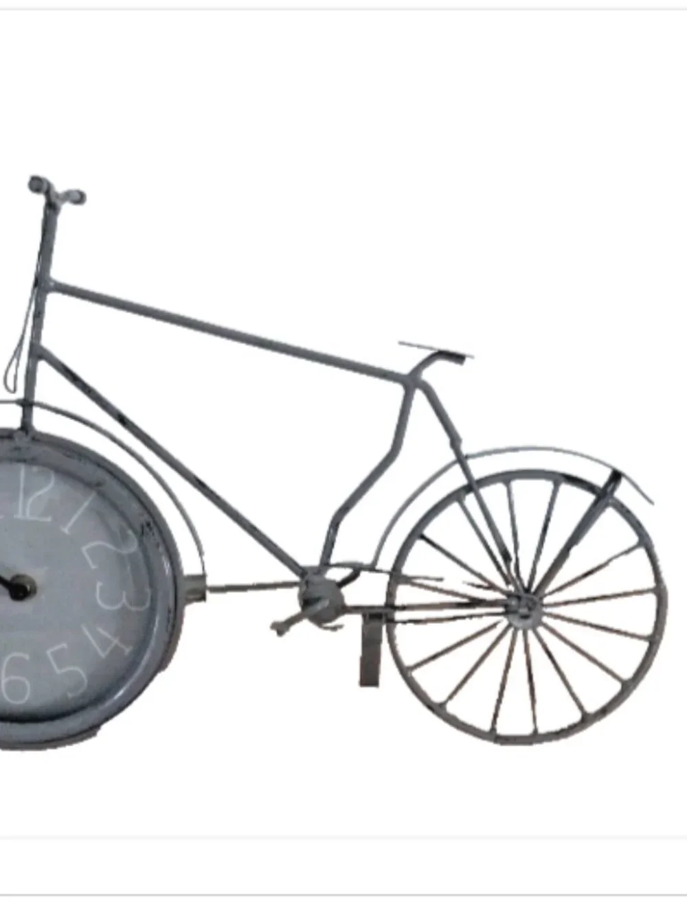 Gray Metal Bicycle Clock Vintage Style Freestanding Desk Shelf Mantel Decor